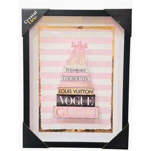 Crystal Luxe Fashion Book Stack Framed Wall Decor